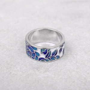 Женское кольцо "Синие цветы", С10717