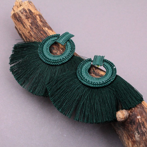 Сережки женские кисточки, зеленые, С10733