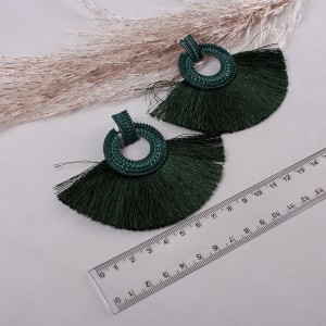 Сережки женские кисточки, зеленые, С10733