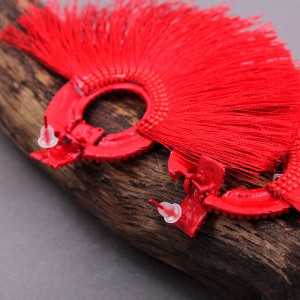 Сережки женские кисточки, красные, С10734
