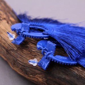 Сережки женские кисточки, синие, С10735
