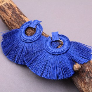 Сережки женские кисточки, синие
