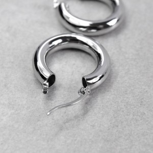 Женские серьги кольца, серебристые, С10932