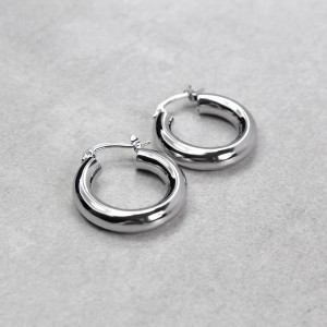Женские серьги кольца, серебристые, С10932
