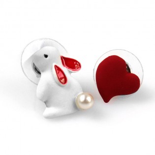Жіночі сережки "Кролик і серце"