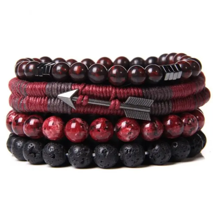 Кожаные браслеты, многослойные, лава камень "Стрела" С15531 - купить в ...