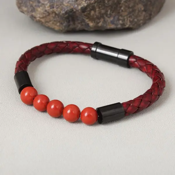 Мужской кожаный браслет с камнями С10679 - купить в Киеве по цене 260 ...