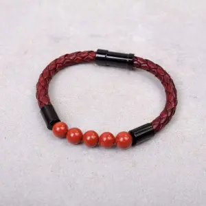 Мужской кожаный браслет с камнями С10679 - купить в Киеве по цене 260 ...