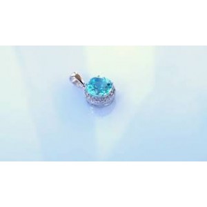 Серебряная подвеска кулон с голубым топазом и цирконием ​, С2271